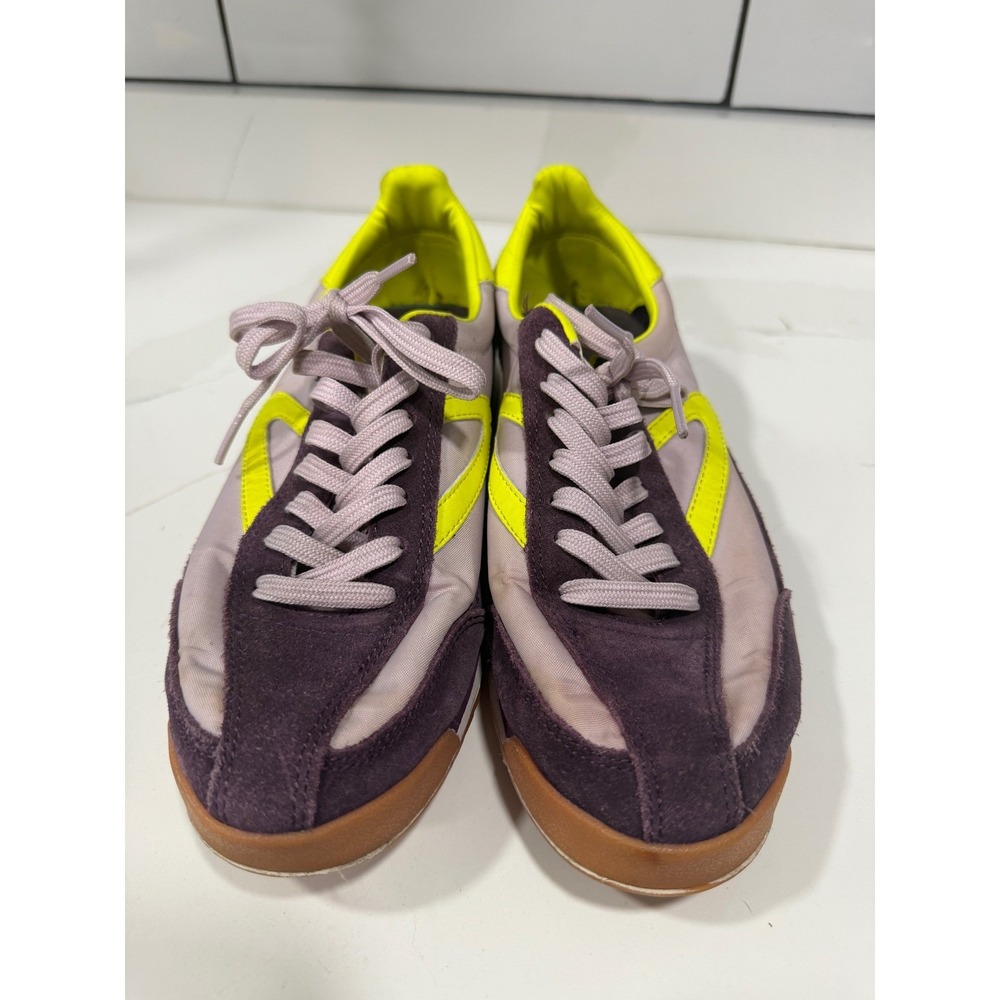 Tretorn Rawlins Womens Purple Neon Yellow Suede Nylon Low Top Sneakers‎ Size 7.5